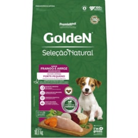 Ração Cães Golden Filhotes Frango e Arroz Seleção Natural Mini Bits 10kg