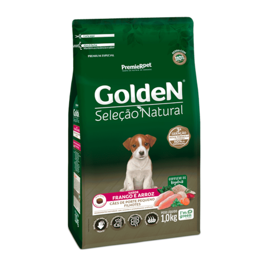 Ração Cães Golden Filhotes Frango e Arroz Seleção Natural Mini Bits 1kg