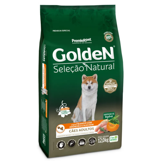 Ração Cães Golden Seleção Natural Adulto Frango e Abobora 12kg