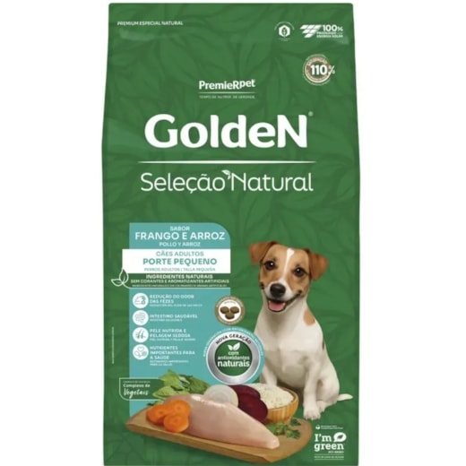 Ração Cães Golden Seleção Natural Adulto Frango e Arroz  Mini Bits 10,1kg