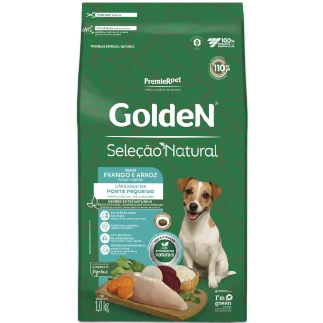 Ração Cães Golden Seleção Natural Adulto Frango e Abobora Mini