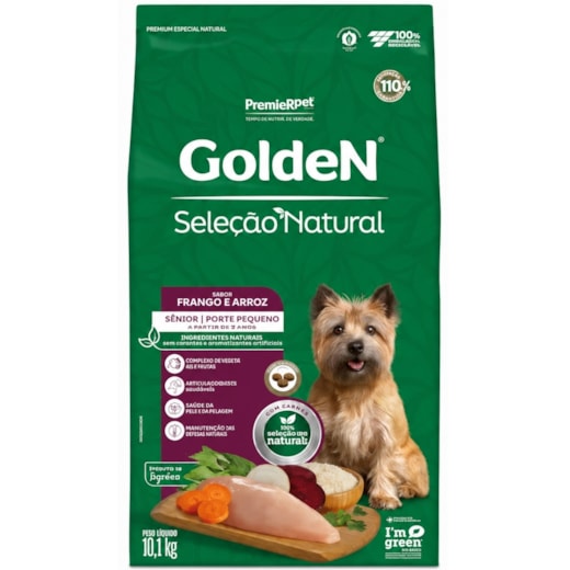 Ração Cães Golden Seleção Natural Adulto Frango e Arroz Sênior 10,1kg