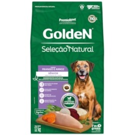 Ração Cães Golden Seleção Natural Adulto Frango e Arroz Sênior 12kg
