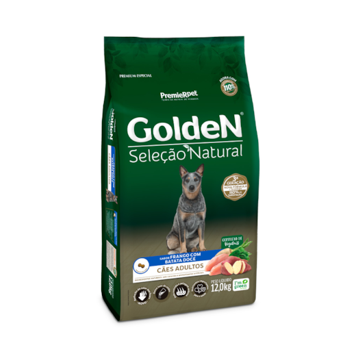 Ração Cães Golden Seleção Natural Adulto Frango e Batata Doce 12kg