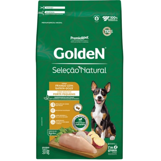 Ração Cães Golden Seleção Natural Adulto Mini Bits Frango e Batata Doce 3kg