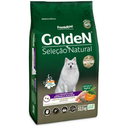 Ração Cães Golden Seleção Natural Frango e Abobora Mini Bits 10kg