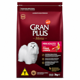 Ração Cães Gran Plus Adulto Carne e Arroz Mini 3kg