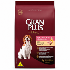 RACAO CAES GRAN PLUS ADULTO MEDIO/GRANDE FRANGO/ARROZ LIGHT 15KG