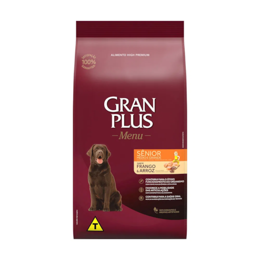 Ração Cães Gran Plus Adulto Frango e Arroz Médio e Grande Sênior 15kg