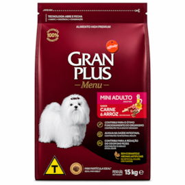 RACAO CAES GRAN PLUS ADULTO MINI CARNE/ARROZ 15KG