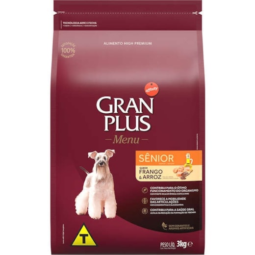 Ração Caes Gran Plus Adulto Senior Frango/Arroz 03Kg
