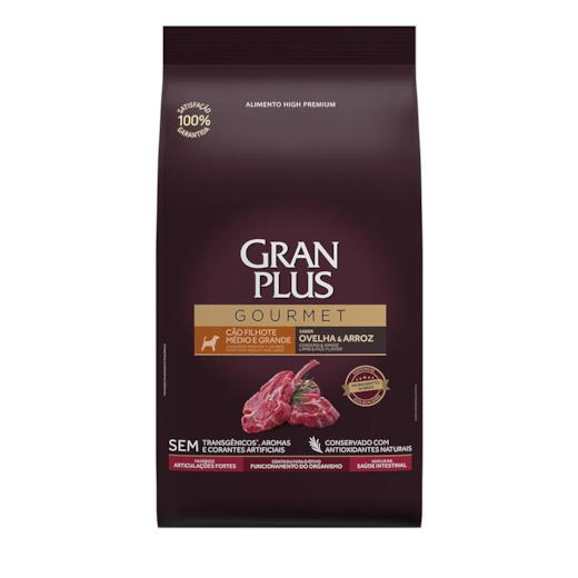 Racao Caes Gran Plus Filhote Md/Gd Ovelha/Arroz Gourmet 03Kg