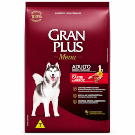 Ração Cães GranPlus Adulto Carne e Arroz Médio e Grande Menu 10,1kg