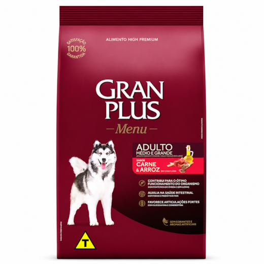 Ração Cães GranPlus Adulto Carne e Arroz Menu 15kg