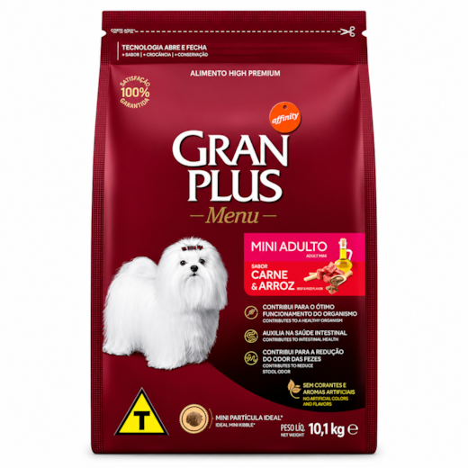 Ração Cães GranPlus Adulto Carne e Arroz Mini 10,1kg