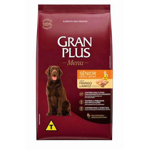 Ração Cães GranPlus Adulto Frango e Arroz Médio e Grande Sênior 3kg