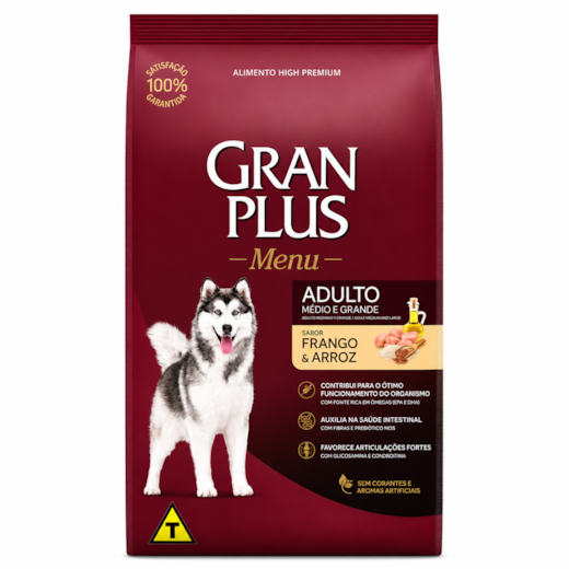 Ração Cães GranPlus Adulto Frango e Arroz Menu 15kg