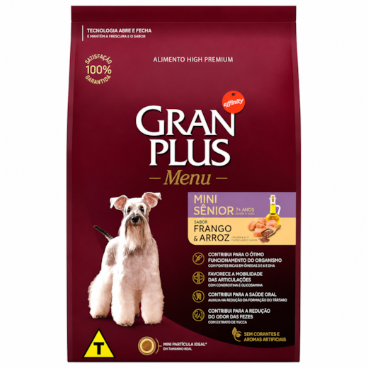 Ração Cães GranPlus Adulto Frango e Arroz Mini Sênior 10,1kg