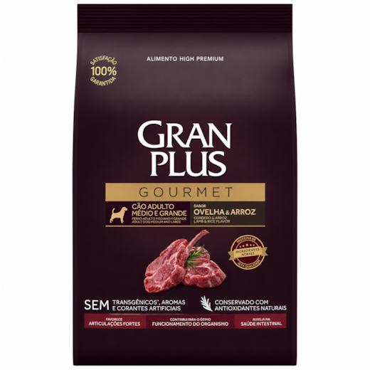 Ração Cães GranPlus Adulto Ovelha e Arroz Médio e Grande 3kg