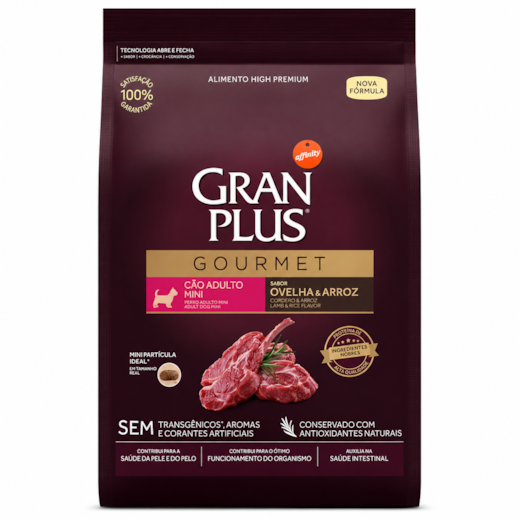 Ração Cães GranPlus Adulto Ovelha e Arroz Mini Gourmet 1kg