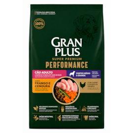 Ração Cães GranPlus Adulto Performance Médio e Grande Frango e Cenoura 15kg