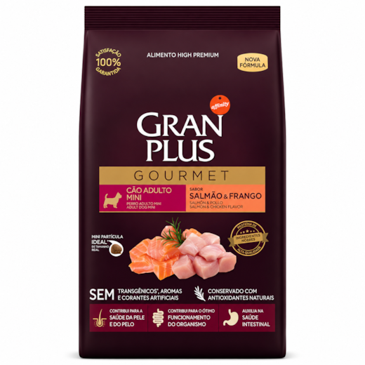 Ração Cães GranPlus Adulto Salmão e Frango Mini Gourmet 10kg