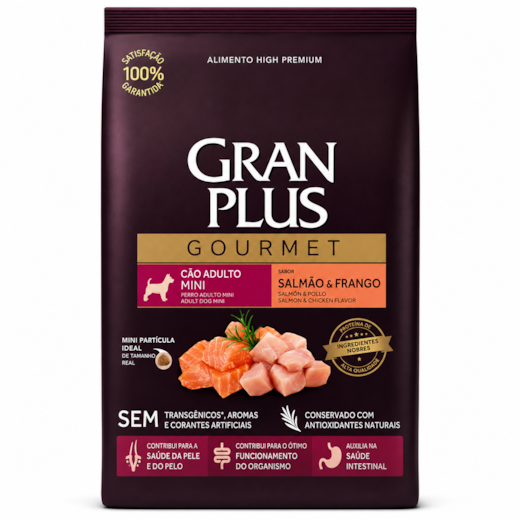 Ração Cães GranPlus Adulto Salmão e Frango Mini Gourmet 1kg