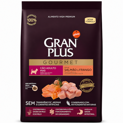 Ração Cães GranPlus Adulto Salmão e Frango Mini Gourmet 3kg