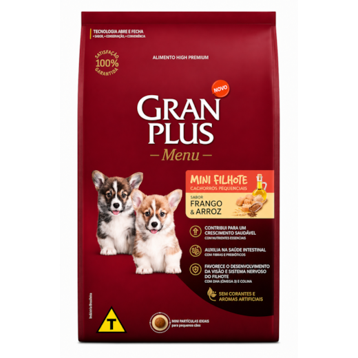 Ração Cães GranPlus Filhote Frango e Arroz Mini e Pequeno 3kg