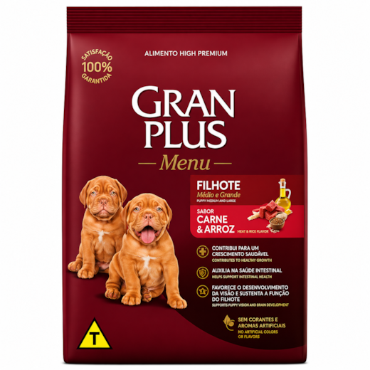Ração Cães GranPlus Filhote Médio e Grande Carne e Arroz 03kg