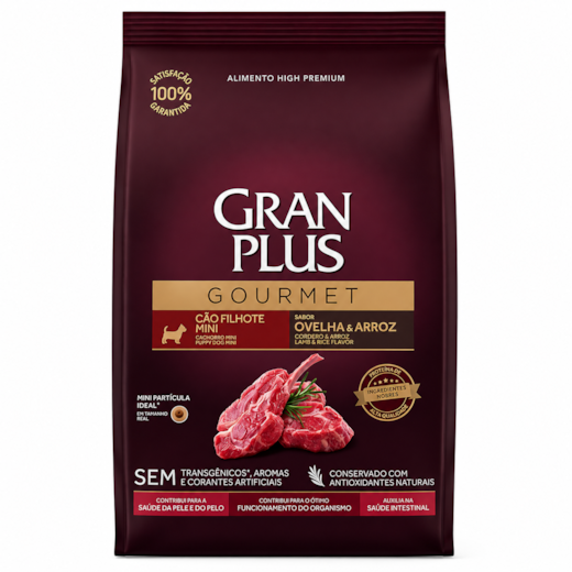 Ração Cães GranPlus Filhote Ovelha e Arroz Mini Gourmet 3kg
