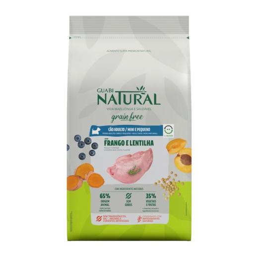 Ração Cães Guabi Natural Ad Mini/Peq 1Kg Frango/Lentilha