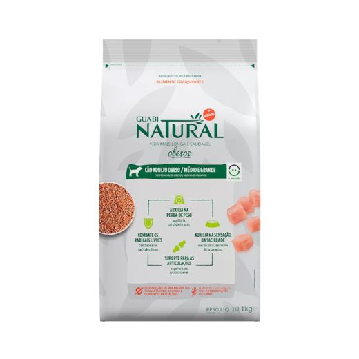 Ração Cães Guabi Natural Adulto Médio/Grande 10,1Kg Obesos