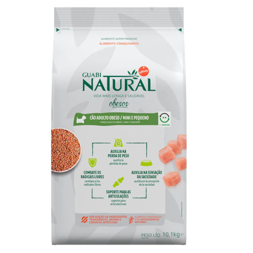 Ração Cães Guabi Natural Adulto Mini/Pequeno 10,1Kg Obesos