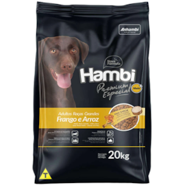RACAO CAES HAMBI ADULTO 20KG FRANGO E ARROZ