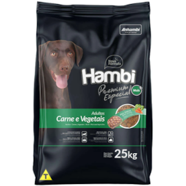 RACAO CAES HAMBI PREMIUM ESPECIAL ADULTO 25KG CARNE E VEGET