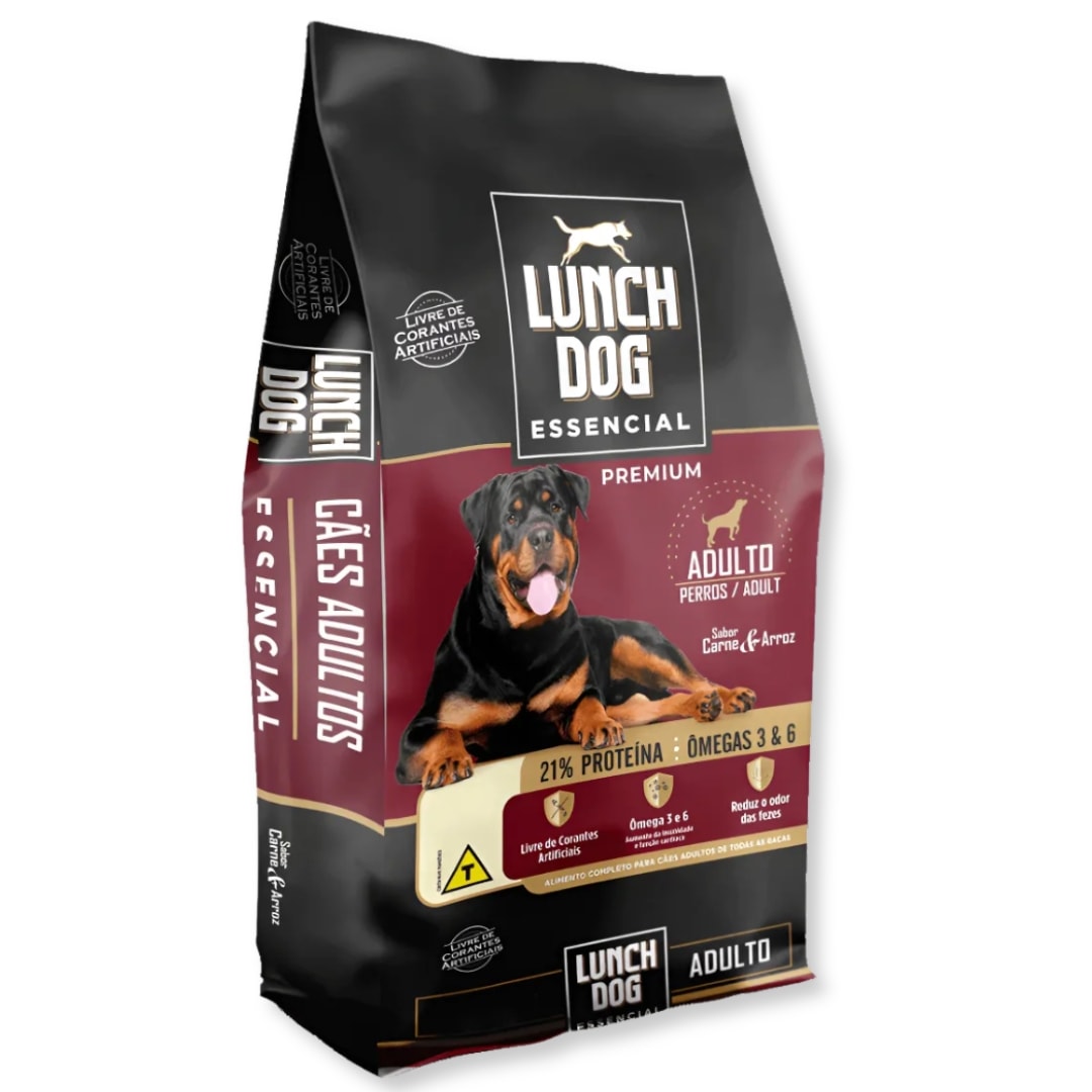 RACAO CAES LUNCH DOG ESSENCIAL 21P 20KG - Avipec Produtos