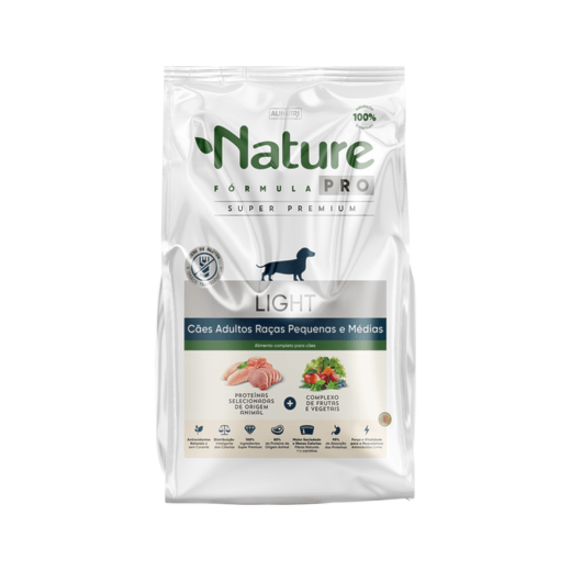 Ração Cães Nature Pró Light Adulto Raça Pequena Média 1kg