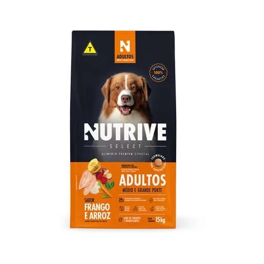 Ração Cães Nutrive Adulto 15kg Frango e Arroz