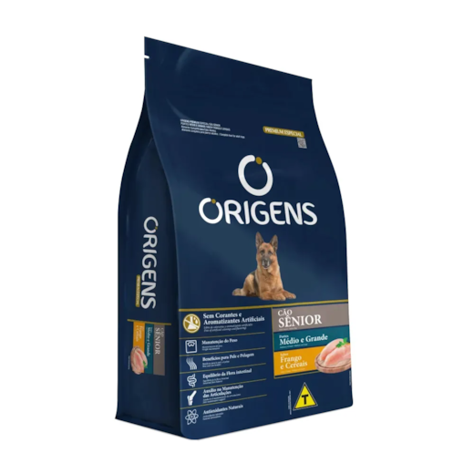 Ração Caes Origens Senior Medi/Grande Frango/Cereais 15Kg