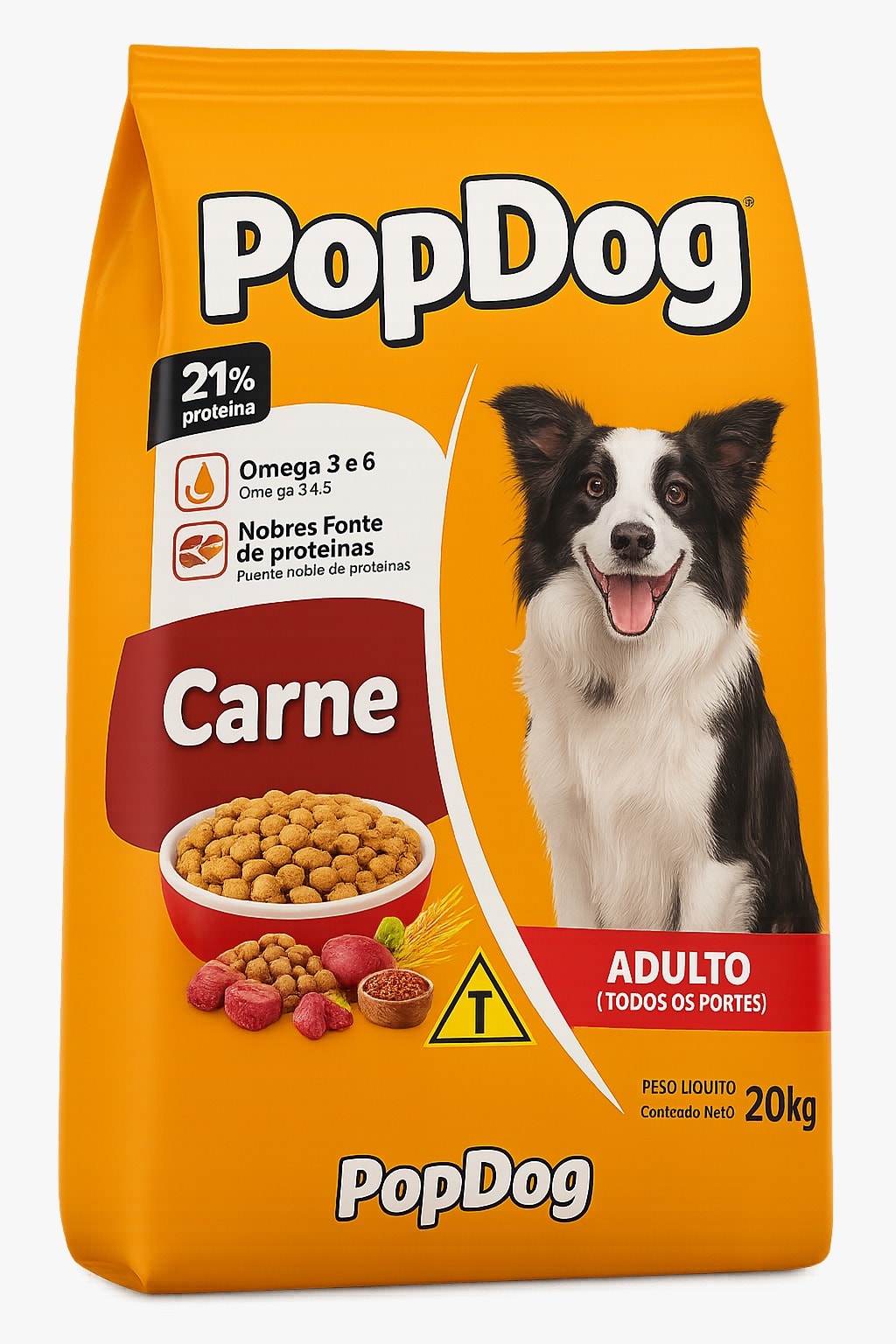 Ração Cães Pop Dog Carne 20kg - Avipec Produtos
