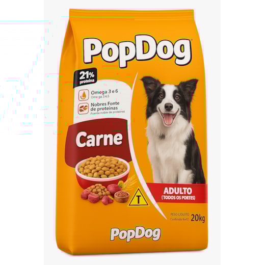 Ração Cães Pop Dog Carne 20kg