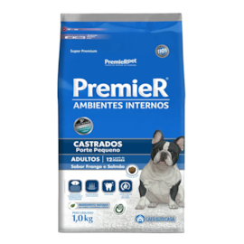Ração Cães Premier  Ambiente Interno Adulto Castrado 01Kg Frango e Salmão