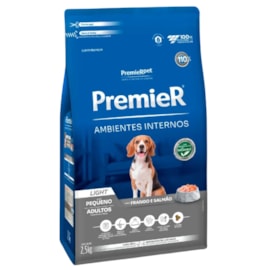 Ração Cães Premier Ambiente Interno Adulto Light 2,5kg Raças Pequenas