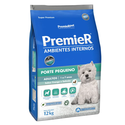 Ração Cães Premier Ambiente Interno Adulto Porte Pequeno Frango/Salmão 12Kg