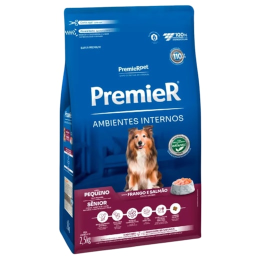 Ração Cães Premier Ambiente Interno Adulto Sênior 2,5kg Raças Pequenas