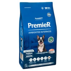 Ração Cães Premier Ambientes Interno Adulto Castrado 12kg Frango e Salmão