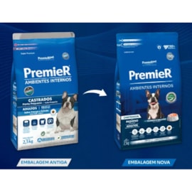 Ração Cães Premier Ambientes Interno Adulto Castrado 12kg Frango e Salmão