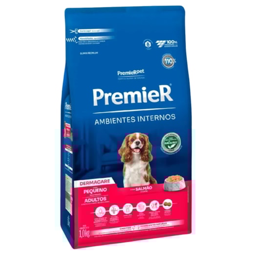 Ração Cães Premier Ambientes Internos Adulto Dermacare 01kg Porte Pequeno