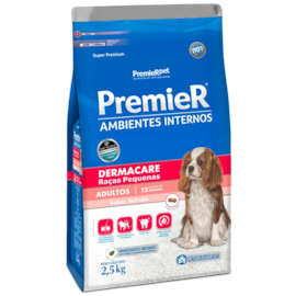 Ração Cães Premier Ambientes Internos Adulto Dermacare 2,5Kg Raça Pequena Salmão